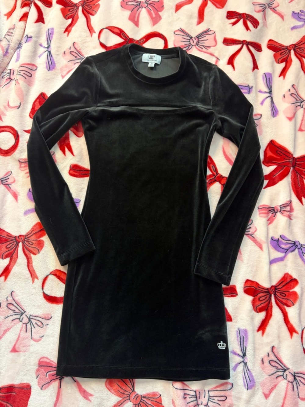 Juicy Couture Black Velour Crewneck Top